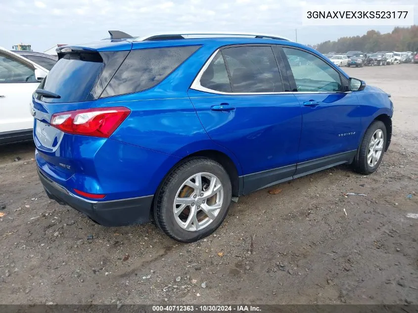 2019 Chevrolet Equinox Lt VIN: 3GNAXVEX3KS523177 Lot: 40712363