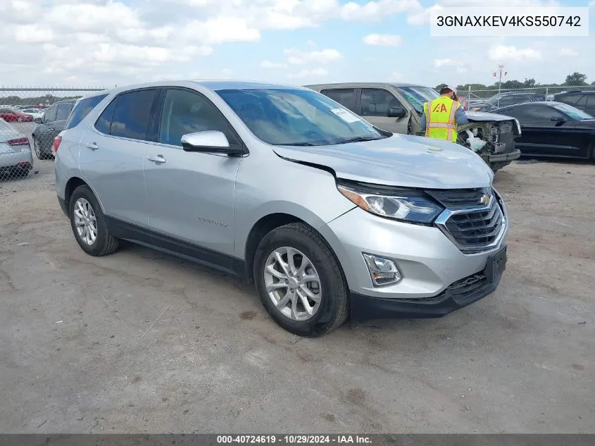 2019 Chevrolet Equinox Lt VIN: 3GNAXKEV4KS550742 Lot: 40724619