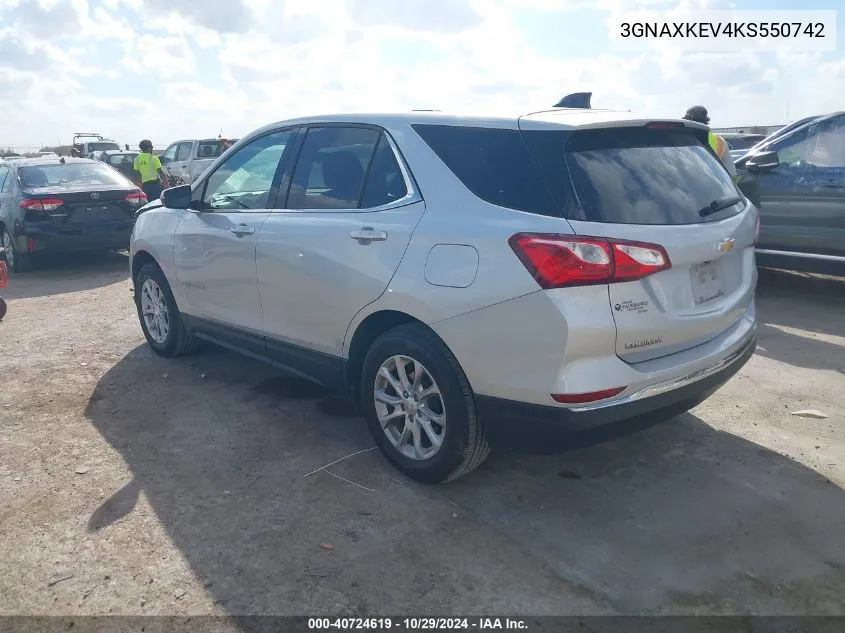 2019 Chevrolet Equinox Lt VIN: 3GNAXKEV4KS550742 Lot: 40724619