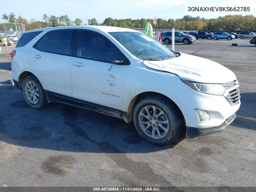 2019 Chevrolet Equinox Ls VIN: 3GNAXHEV8KS662785 Lot: 40726884