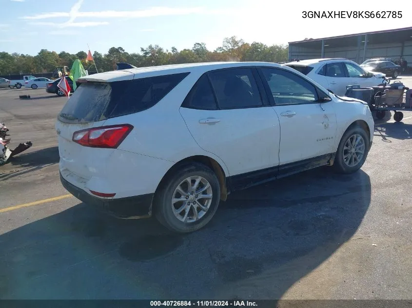 2019 Chevrolet Equinox Ls VIN: 3GNAXHEV8KS662785 Lot: 40726884