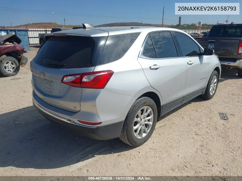 2019 Chevrolet Equinox Lt VIN: 2GNAXKEV2K6158793 Lot: 40728036