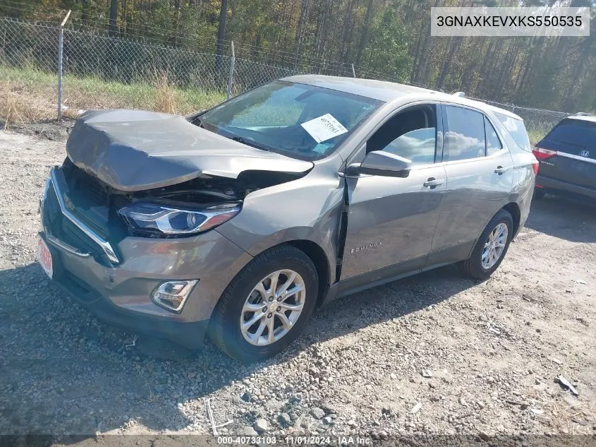 2019 Chevrolet Equinox Lt VIN: 3GNAXKEVXKS550535 Lot: 40733103