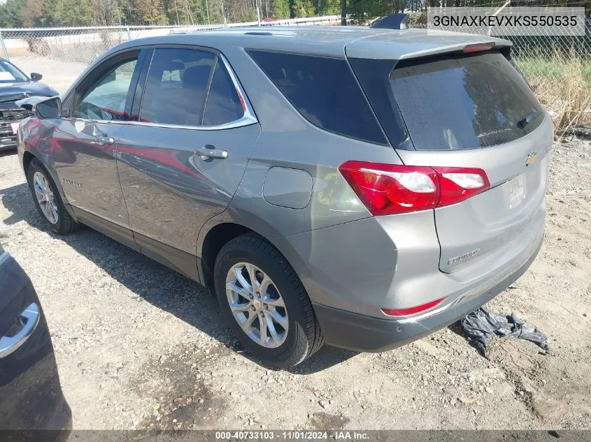 2019 Chevrolet Equinox Lt VIN: 3GNAXKEVXKS550535 Lot: 40733103