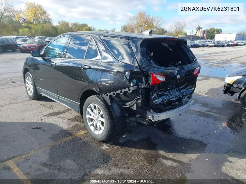 2019 Chevrolet Equinox Lt VIN: 2GNAXUEV7K6231801 Lot: 40740143