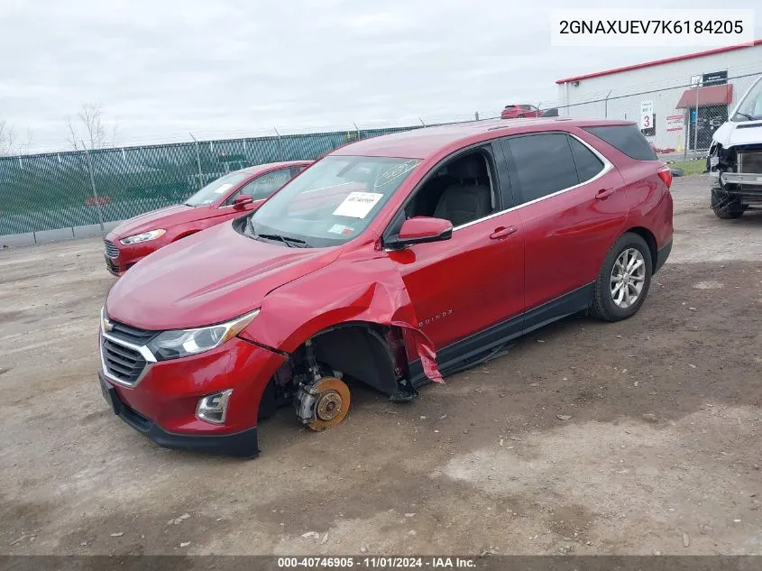 2019 Chevrolet Equinox Lt VIN: 2GNAXUEV7K6184205 Lot: 40746905