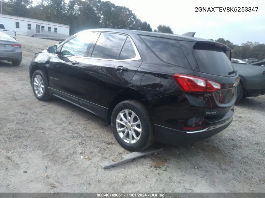 2019 Chevrolet Equinox Lt VIN: 2GNAXTEV8K6253347 Lot: 40749051