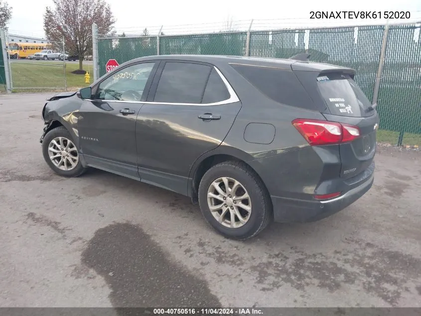 2019 Chevrolet Equinox Lt VIN: 2GNAXTEV8K6152020 Lot: 40750516