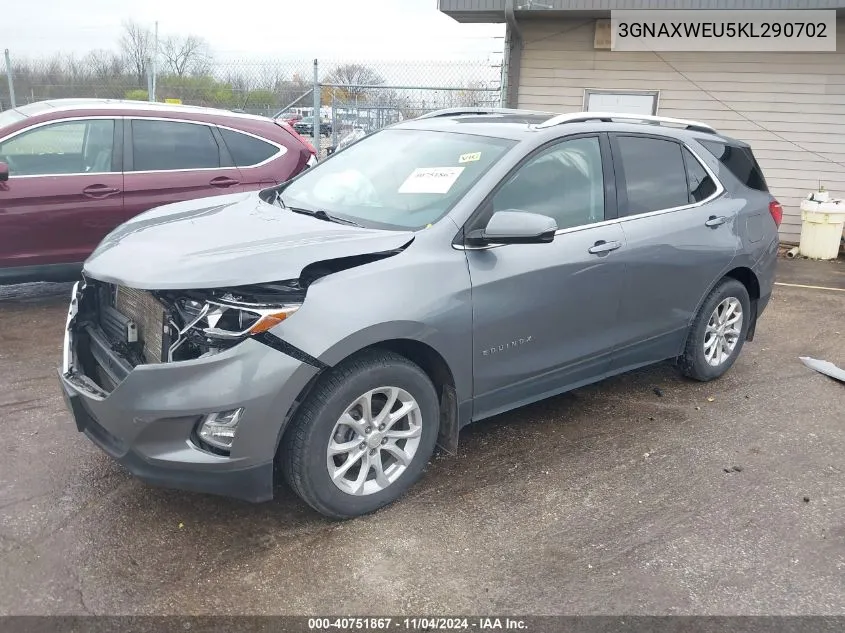 2019 Chevrolet Equinox Lt VIN: 3GNAXWEU5KL290702 Lot: 40751867