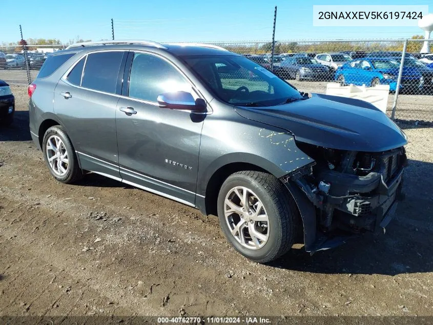 2019 Chevrolet Equinox Premier VIN: 2GNAXXEV5K6197424 Lot: 40762770