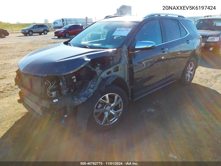 2019 Chevrolet Equinox Premier VIN: 2GNAXXEV5K6197424 Lot: 40762770