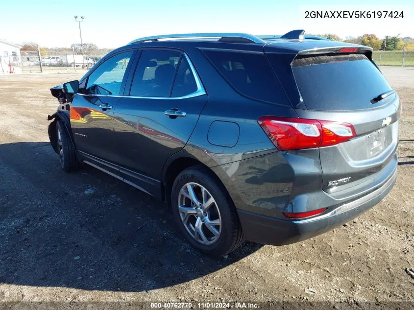 2019 Chevrolet Equinox Premier VIN: 2GNAXXEV5K6197424 Lot: 40762770