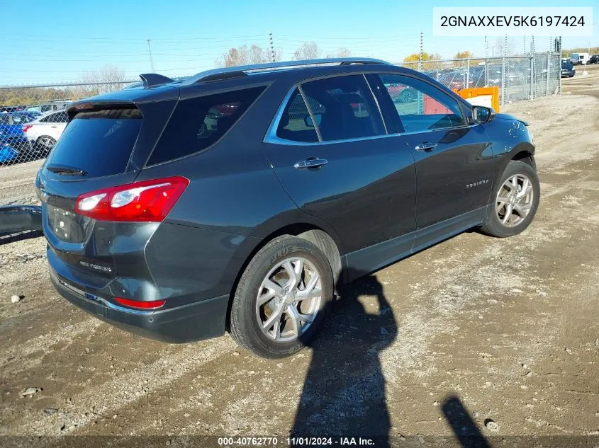 2019 Chevrolet Equinox Premier VIN: 2GNAXXEV5K6197424 Lot: 40762770