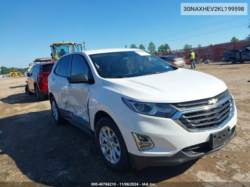 2019 Chevrolet Equinox Ls VIN: 3GNAXHEV2KL199598 Lot: 40766210