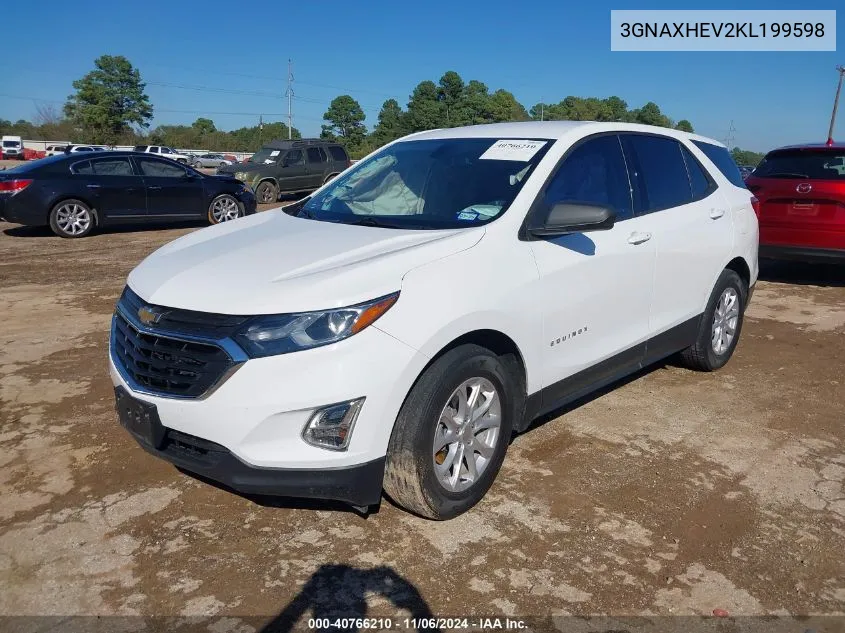 2019 Chevrolet Equinox Ls VIN: 3GNAXHEV2KL199598 Lot: 40766210