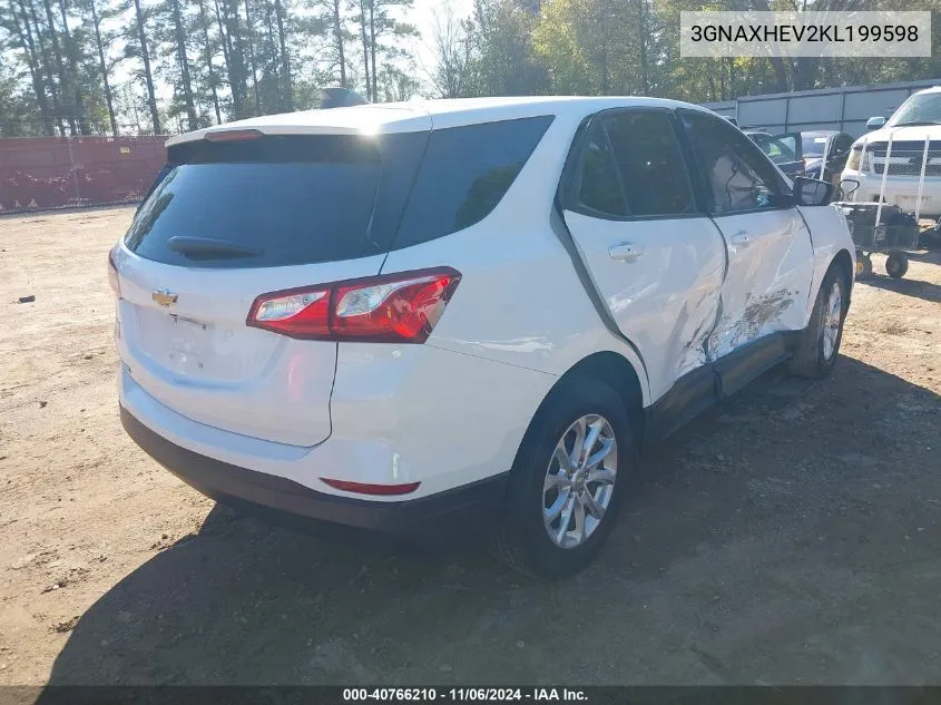 2019 Chevrolet Equinox Ls VIN: 3GNAXHEV2KL199598 Lot: 40766210