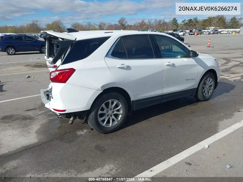 2019 Chevrolet Equinox Lt VIN: 2GNAXJEV0K6266274 Lot: 40768947