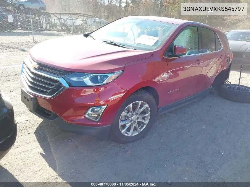 2019 Chevrolet Equinox Lt VIN: 3GNAXUEVXKS545797 Lot: 40770080