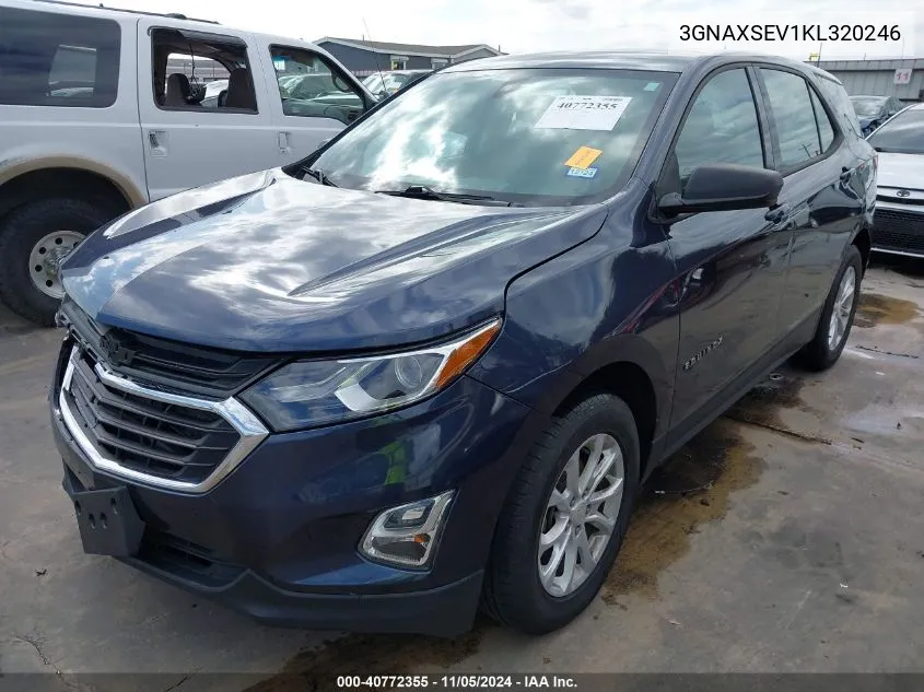 2019 Chevrolet Equinox Ls VIN: 3GNAXSEV1KL320246 Lot: 40772355