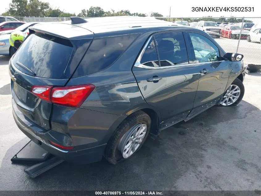 2019 Chevrolet Equinox Lt VIN: 3GNAXKEV4KS502531 Lot: 40786975