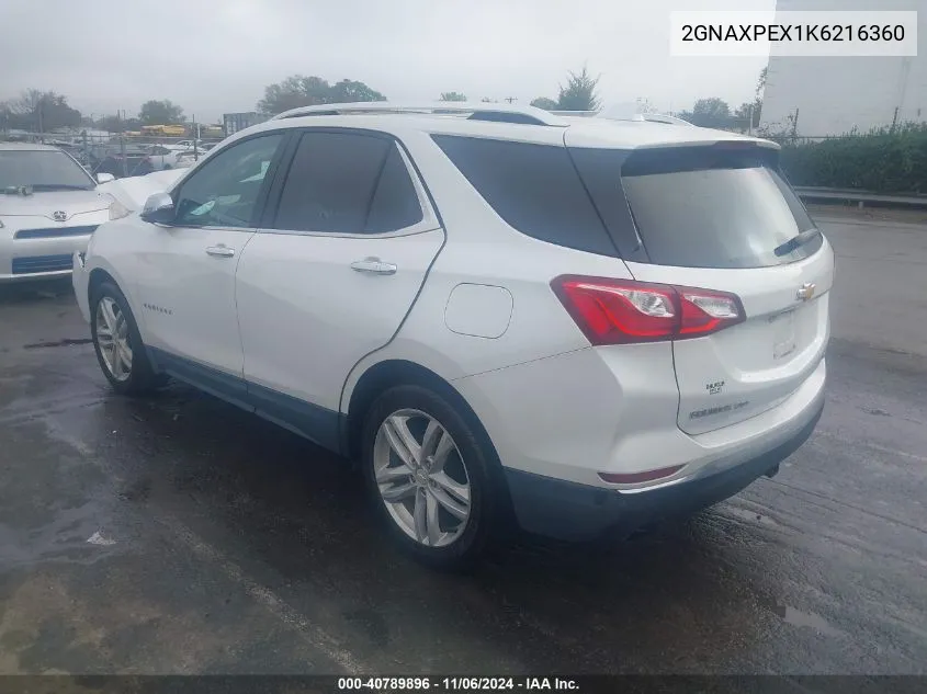 2019 Chevrolet Equinox Premier VIN: 2GNAXPEX1K6216360 Lot: 40789896