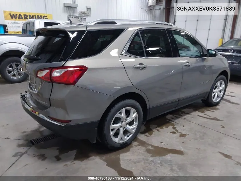 2019 Chevrolet Equinox Premier VIN: 3GNAXXEV0KS571889 Lot: 40790168