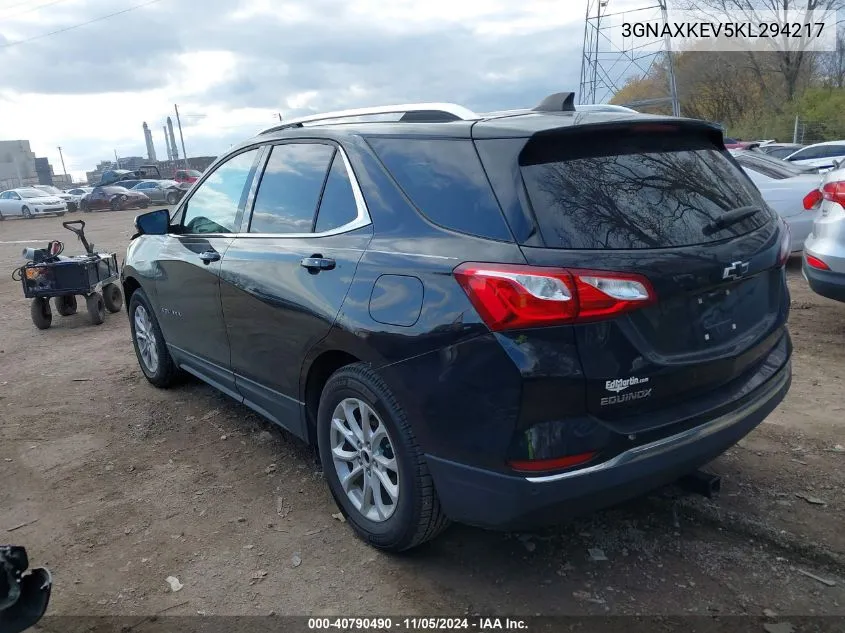 2019 Chevrolet Equinox Lt VIN: 3GNAXKEV5KL294217 Lot: 40790490