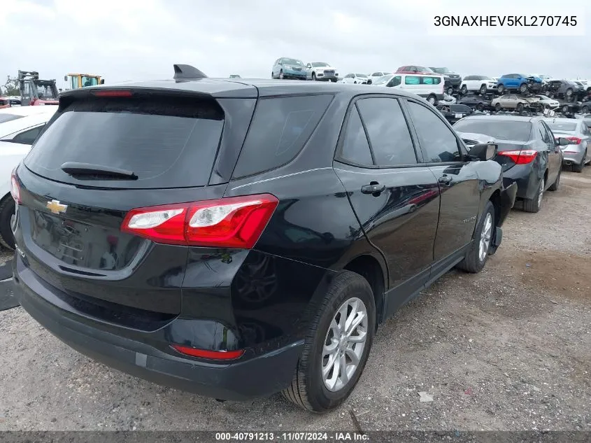 2019 Chevrolet Equinox Ls VIN: 3GNAXHEV5KL270745 Lot: 40791213