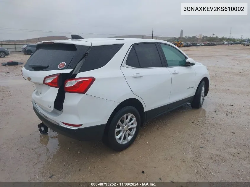 2019 Chevrolet Equinox Lt VIN: 3GNAXKEV2KS610002 Lot: 40793252