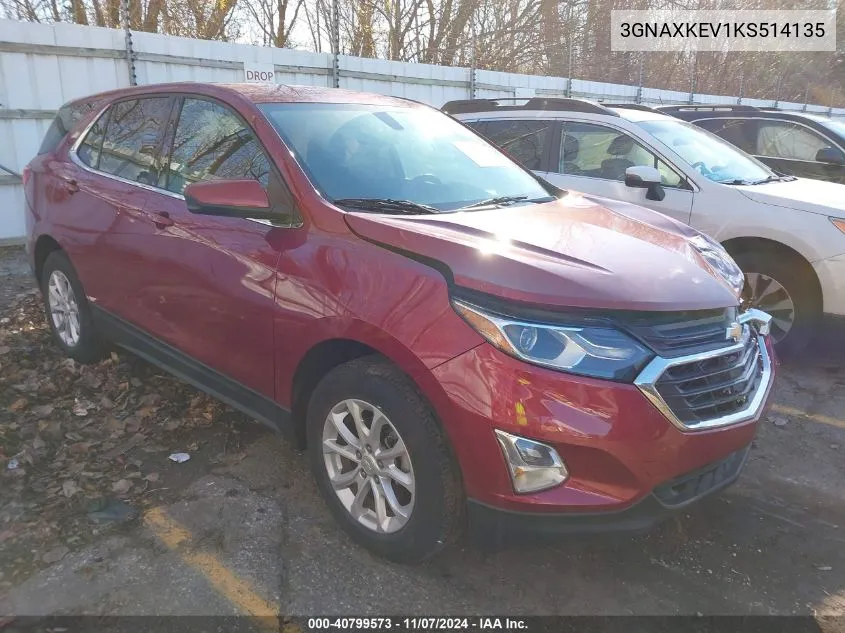 2019 Chevrolet Equinox Lt VIN: 3GNAXKEV1KS514135 Lot: 40799573