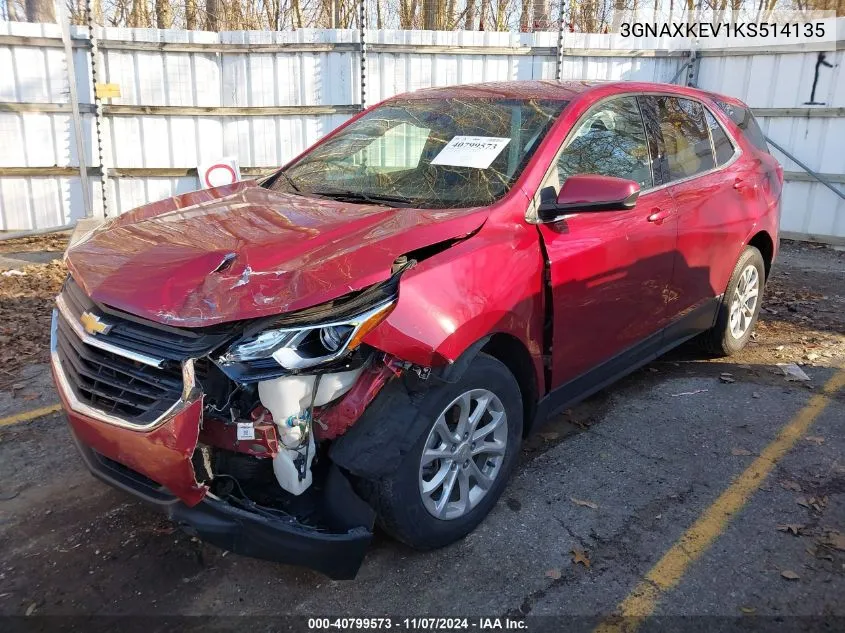 2019 Chevrolet Equinox Lt VIN: 3GNAXKEV1KS514135 Lot: 40799573