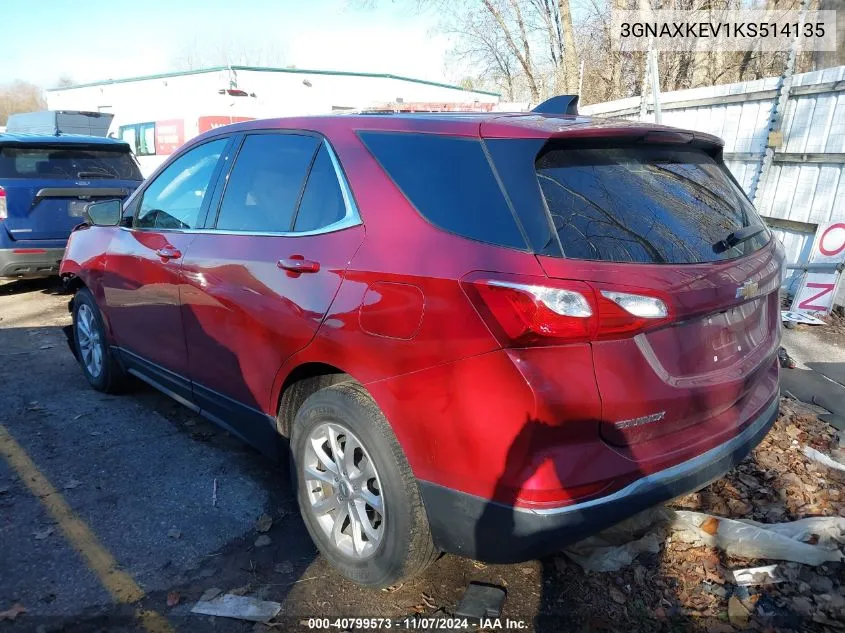 2019 Chevrolet Equinox Lt VIN: 3GNAXKEV1KS514135 Lot: 40799573