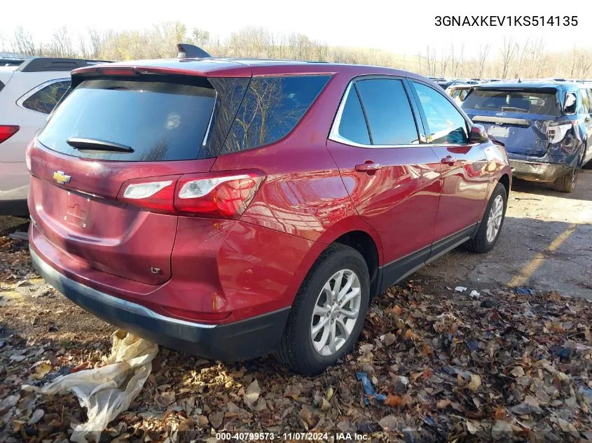 2019 Chevrolet Equinox Lt VIN: 3GNAXKEV1KS514135 Lot: 40799573