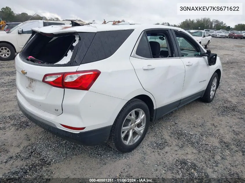 2019 Chevrolet Equinox Lt VIN: 3GNAXKEV7KS671622 Lot: 40801251