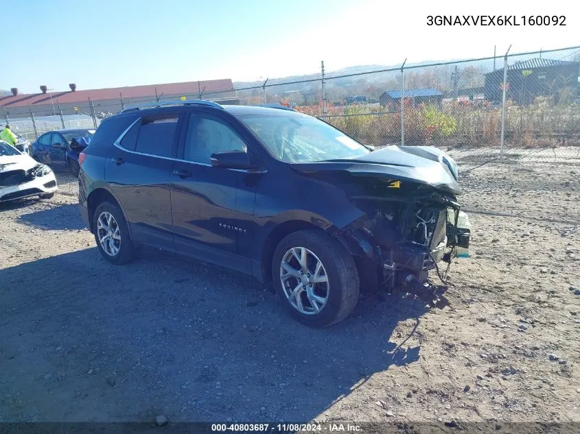 2019 Chevrolet Equinox Lt VIN: 3GNAXVEX6KL160092 Lot: 40803687