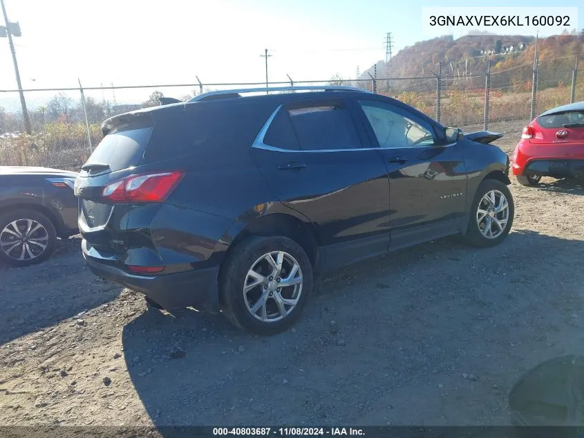 2019 Chevrolet Equinox Lt VIN: 3GNAXVEX6KL160092 Lot: 40803687