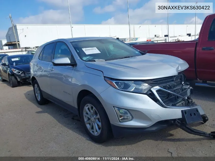 2019 Chevrolet Equinox Lt VIN: 3GNAXKEV3KS630422 Lot: 40809814