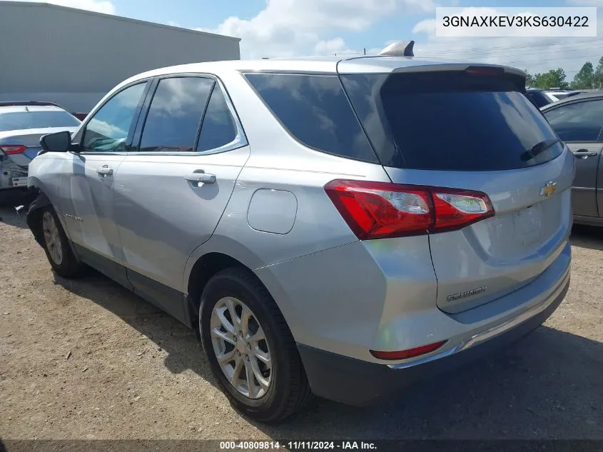 2019 Chevrolet Equinox Lt VIN: 3GNAXKEV3KS630422 Lot: 40809814