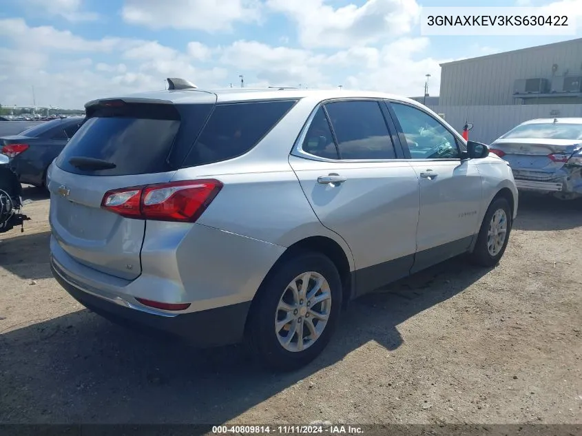 2019 Chevrolet Equinox Lt VIN: 3GNAXKEV3KS630422 Lot: 40809814