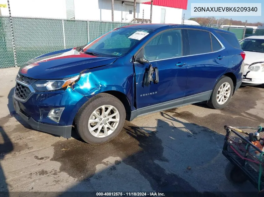 2019 Chevrolet Equinox Lt VIN: 2GNAXUEV8K6209340 Lot: 40812575