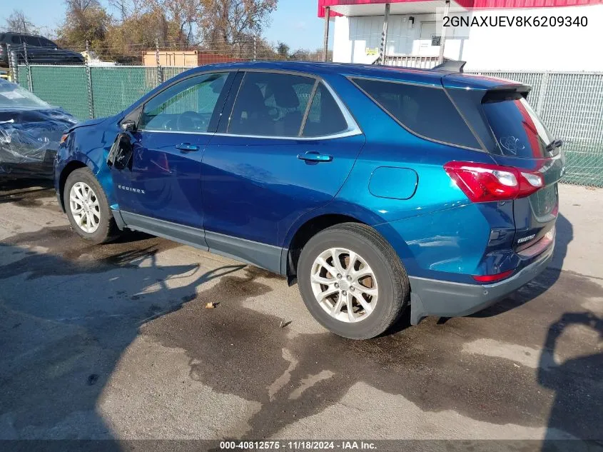 2019 Chevrolet Equinox Lt VIN: 2GNAXUEV8K6209340 Lot: 40812575