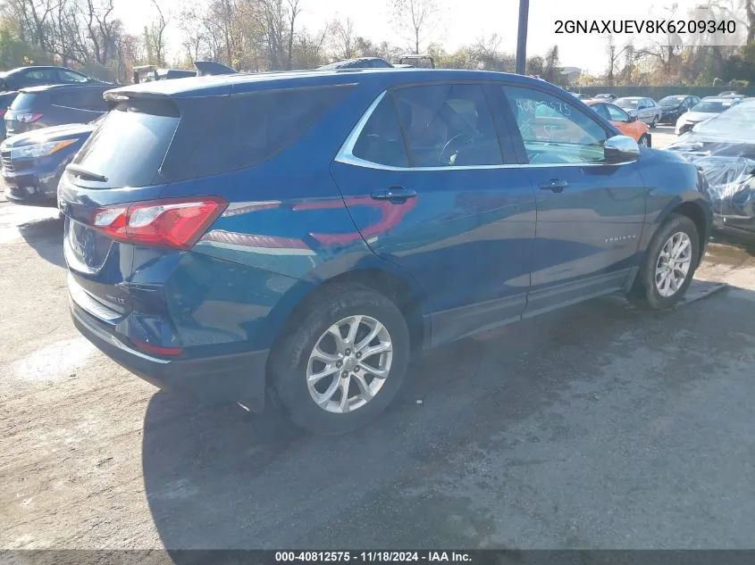 2019 Chevrolet Equinox Lt VIN: 2GNAXUEV8K6209340 Lot: 40812575