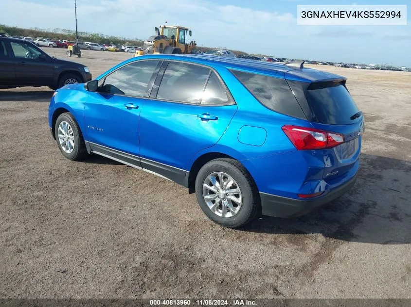 2019 Chevrolet Equinox Ls VIN: 3GNAXHEV4KS552994 Lot: 40813960