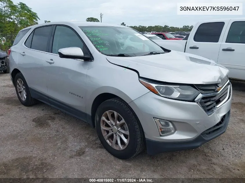 2019 Chevrolet Equinox Lt VIN: 3GNAXKEV7KS596047 Lot: 40815802