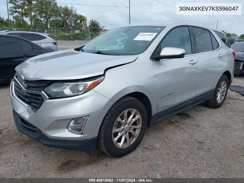 2019 Chevrolet Equinox Lt VIN: 3GNAXKEV7KS596047 Lot: 40815802