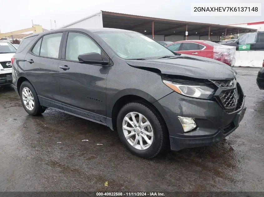 2019 Chevrolet Equinox Ls VIN: 2GNAXHEV7K6137148 Lot: 40822508