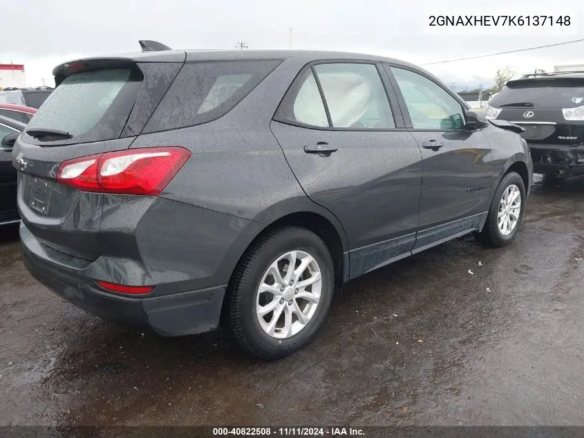 2019 Chevrolet Equinox Ls VIN: 2GNAXHEV7K6137148 Lot: 40822508