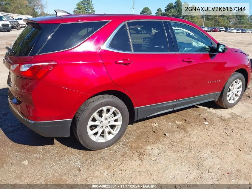 2019 Chevrolet Equinox Lt VIN: 2GNAXUEV2K6167344 Lot: 40822831