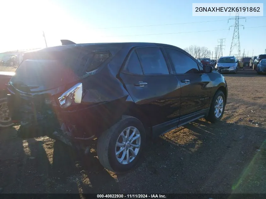 2019 Chevrolet Equinox Ls VIN: 2GNAXHEV2K6191862 Lot: 40822930