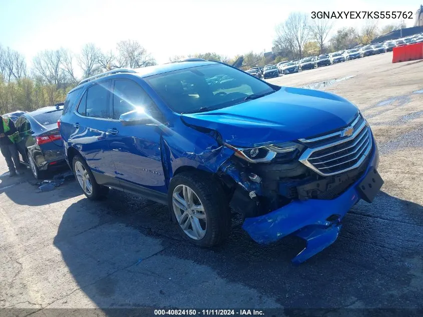 2019 Chevrolet Equinox Premier VIN: 3GNAXYEX7KS555762 Lot: 40824150